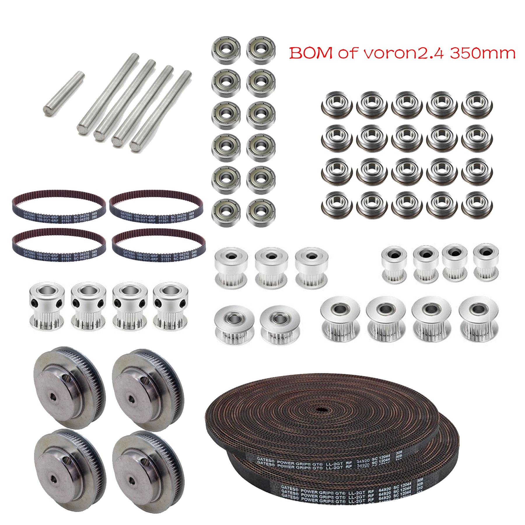Gates timing belts and pulleys kit for VORON 2.4 - 350x350 Motion part1