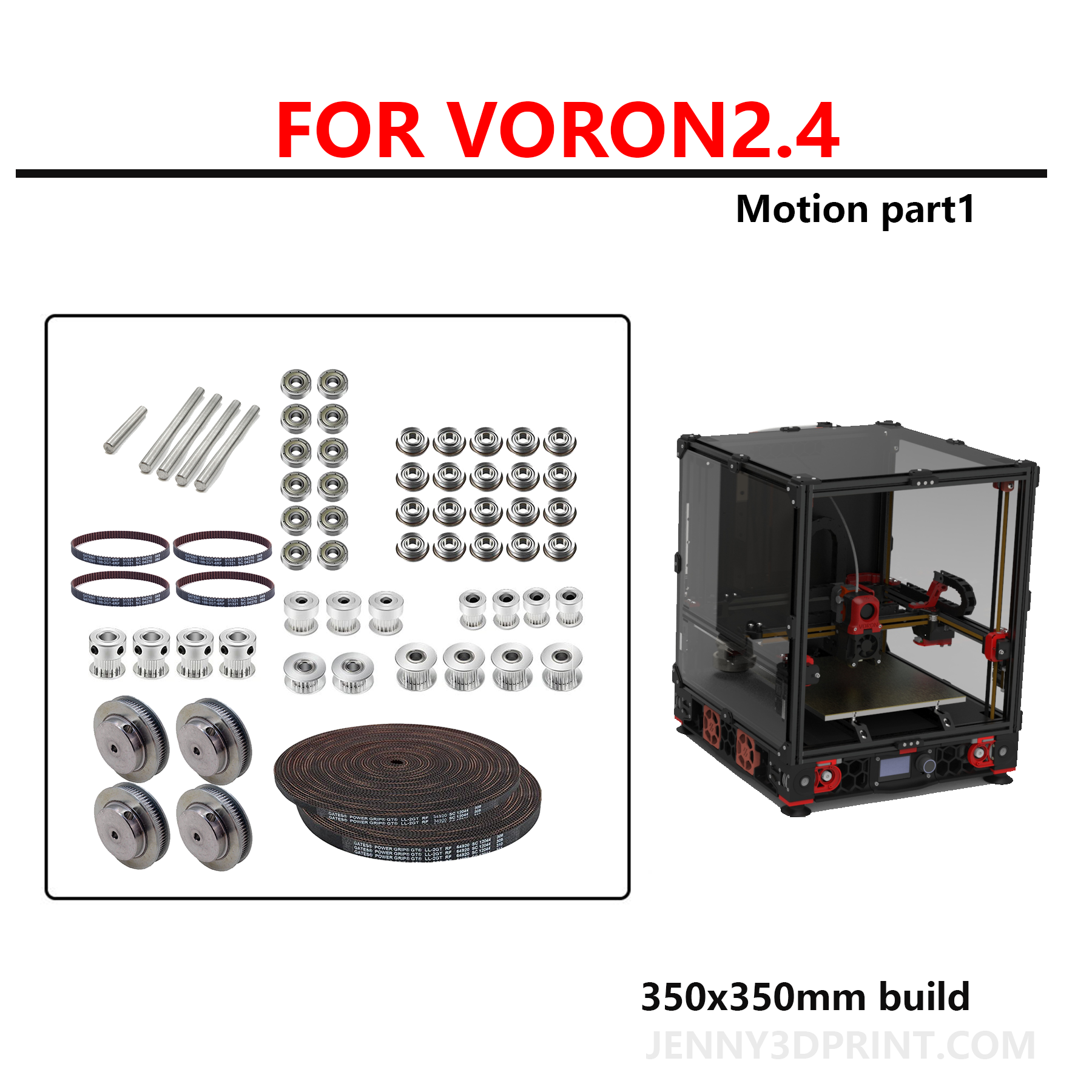 Gates timing belts and pulleys kit for VORON 2.4 - 350x350 Motion part1